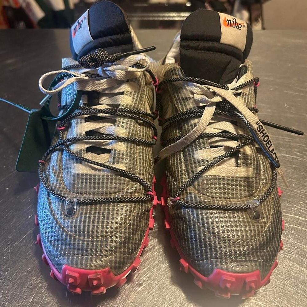 Off-White x Nike W Waffle Racer Black Pink Womens Size 10